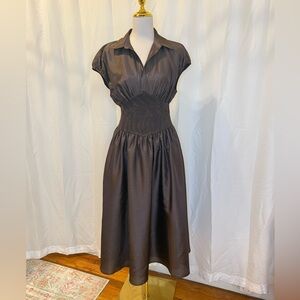 Trevy Cap-Sleeve Smocked Midi-Dress